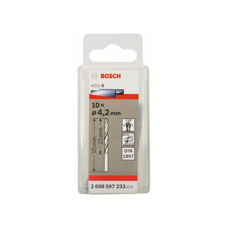 Bosch Karosseriebohrer HSS-R, DIN 1897, 4,2 x 22 x 55 mm, 10er-Pack (2 608 597 233), image 