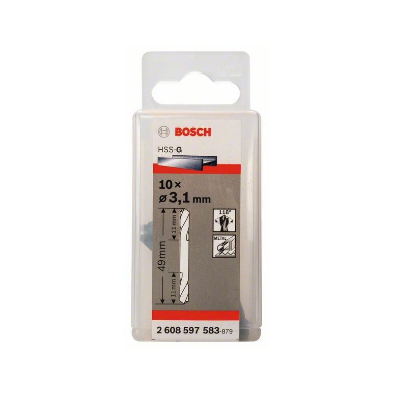 Bosch Doppelendbohrer HSS-G, 3,1 x 11 x 49 mm, 10er-Pack (2 608 597 583), image _ab__is.image_number.default