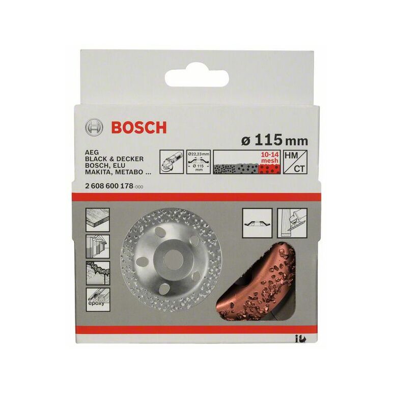 Bosch Hartmetalltopfscheibe, 115 x 22,23 mm, grob, schräg (2 608 600 178), image 