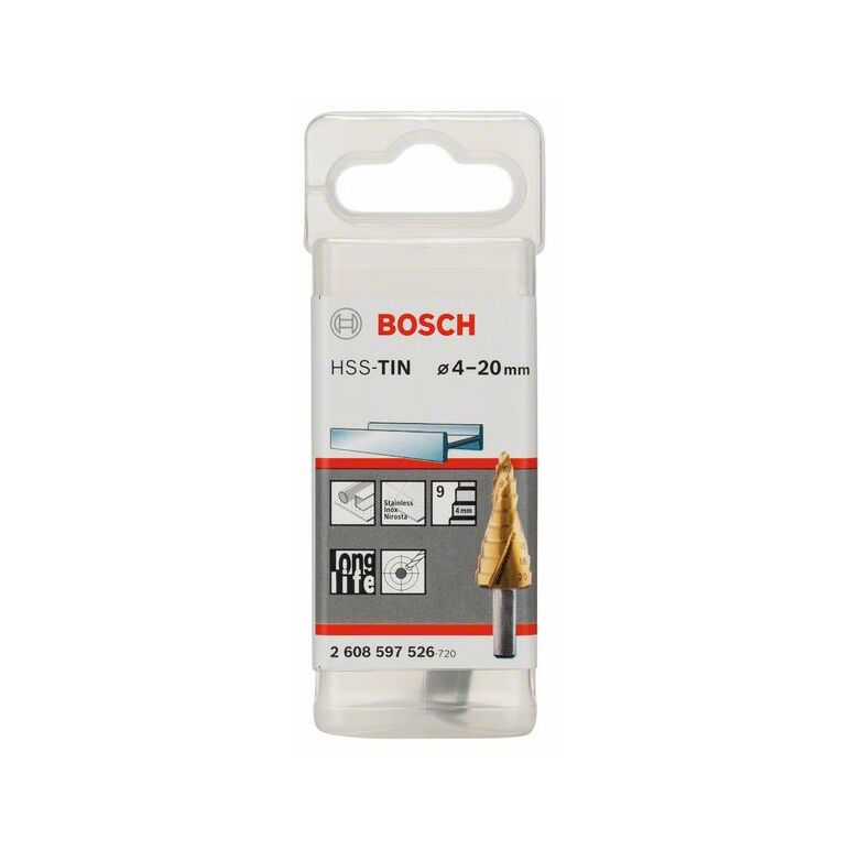 Bosch Stufenbohrer HSS-TiN, 4 - 20 mm, 8 mm, 75 mm, 9 Stufen (2 608 597 526), image 