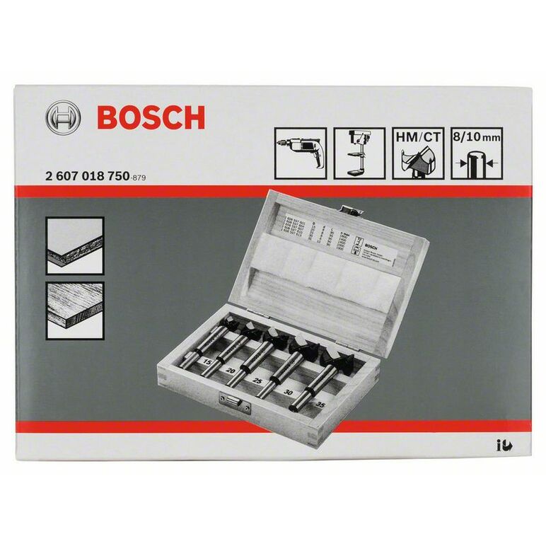 Bosch Kunst- Scharnierlochbohrer-Set, HM, 5-teilig, 15 - 35 mm (2 607 018 750), image _ab__is.image_number.default