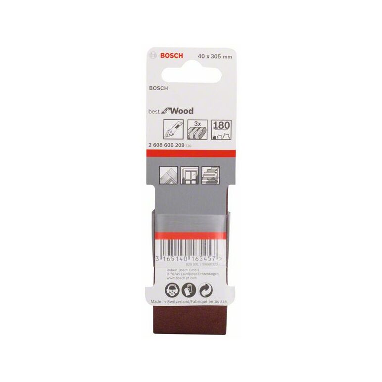 Bosch Schleifband-Set X440 Best for Wood and Paint, 3-teilig, 40 x 305 mm, 180 (2 608 606 209), image _ab__is.image_number.default