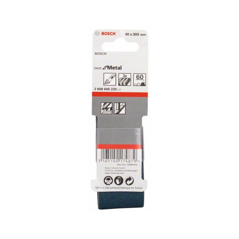 Bosch Schleifband-Set X450, Expert for Metal, 3-teilig, 40 x 305 mm, 60 (2 608 606 220), image 