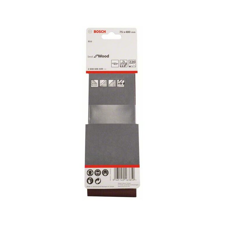 Bosch Schleifband-Set X440 Best for Wood and Paint, 3-teilig, 75 x 480 mm, 220 (2 608 606 049), image _ab__is.image_number.default
