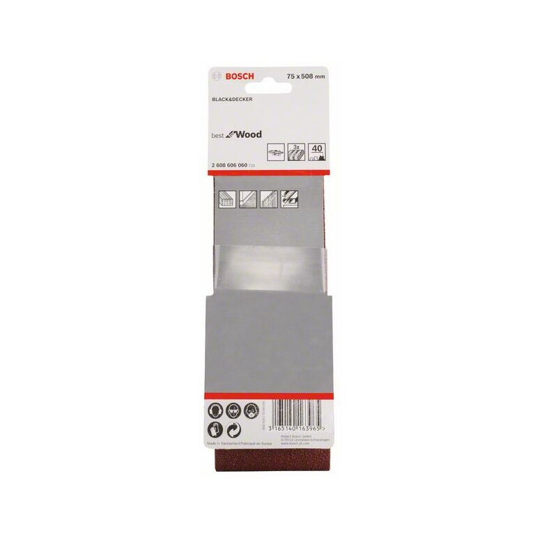 Bosch Schleifband-Set X440 Best for Wood and Paint, 3-teilig, 75 x 508 mm, 40 (2 608 606 060), image _ab__is.image_number.default