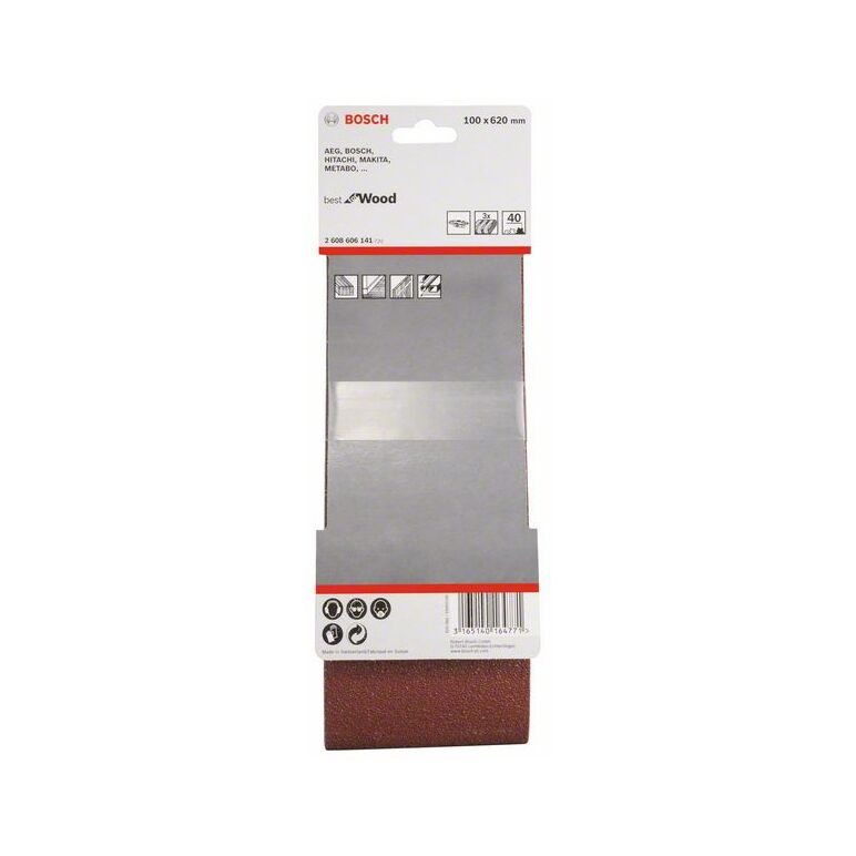Bosch Schleifband-Set X440 Best for Wood and Paint, 3-teilig, 100 x 620 mm, 40 (2 608 606 141), image _ab__is.image_number.default