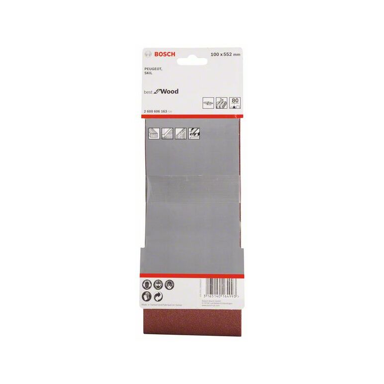Bosch Schleifband-Set X440 Best for Wood and Paint, 3-teilig, 100 x 552 mm, 80 (2 608 606 163), image _ab__is.image_number.default