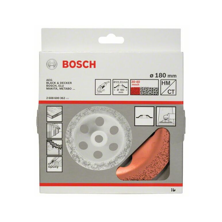 Bosch Hartmetalltopfscheibe, 180 x 22,23 mm, fein, flach (2 608 600 362), image 