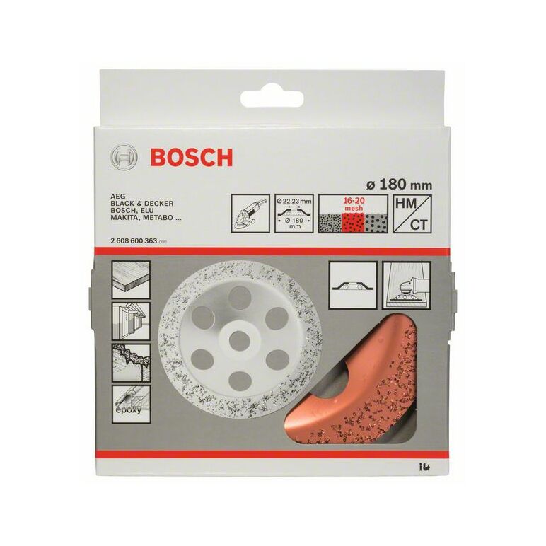 Bosch Hartmetalltopfscheibe, 180 x 22,23 mm, mittel, flach (2 608 600 363), image 