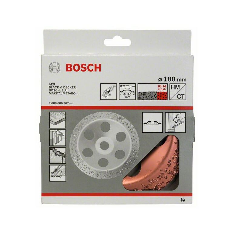Bosch Hartmetalltopfscheibe, 180 x 22,23 mm, grob, schräg (2 608 600 367), image 