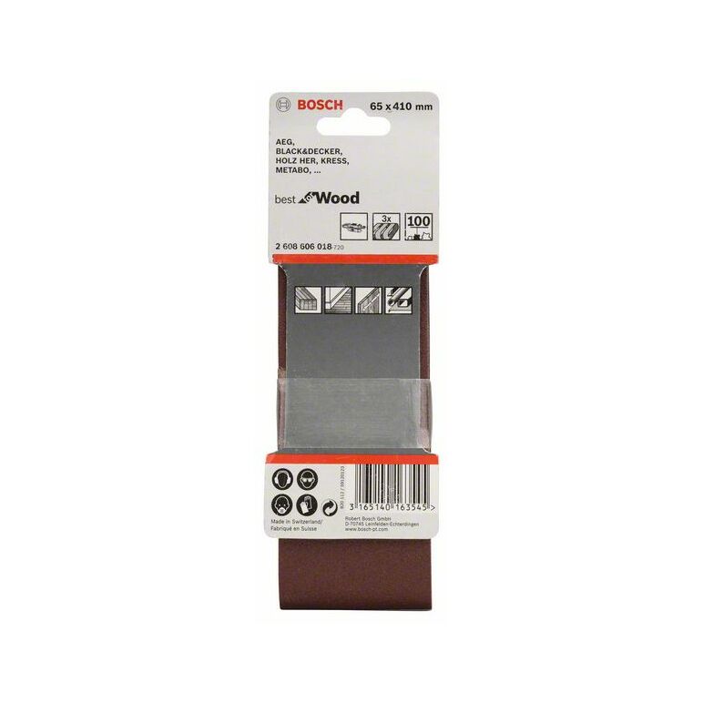 Bosch Schleifband-Set X440 Best for Wood and Paint, 3-teilig, 65 x 410 mm, 100 (2 608 606 018), image _ab__is.image_number.default