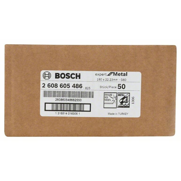 Bosch Fiberschleifscheibe R444 Expert for Metal, Korund, 180 mm, 22,23 mm, 60 (2 608 605 486), image 