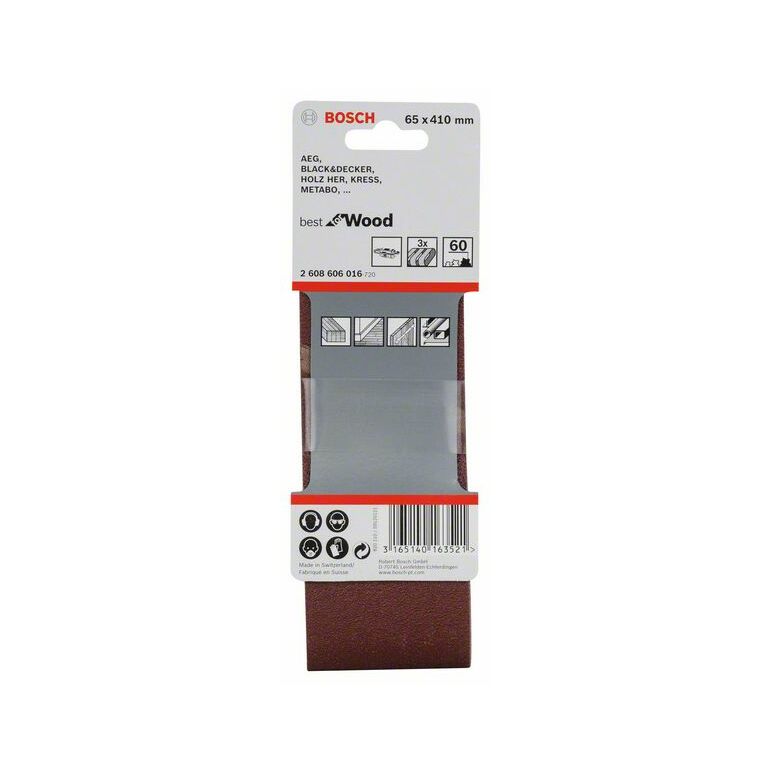 Bosch Schleifband-Set X440 Best for Wood and Paint, 3-teilig, 65 x 410 mm, 60 (2 608 606 016), image _ab__is.image_number.default