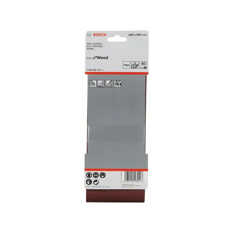 Bosch Schleifband-Set X440 Best for Wood and Paint, 3-teilig, 100 x 560 mm, 40 (2 608 606 113), image _ab__is.image_number.default