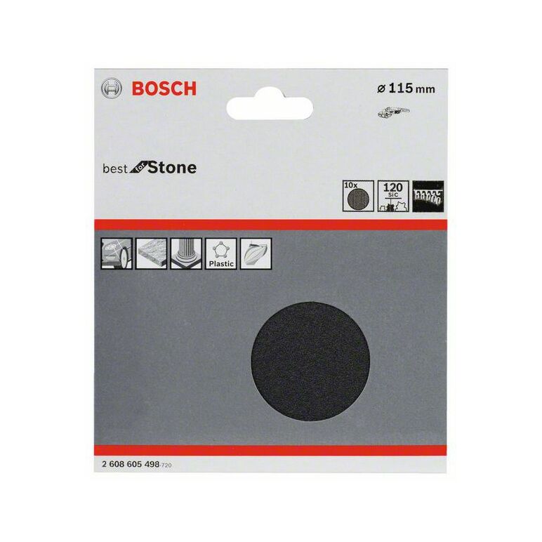 Bosch Schleifblatt Papier F355, 115 mm, 120, ungelocht, Klett, 10er-Pack (2 608 605 498), image 