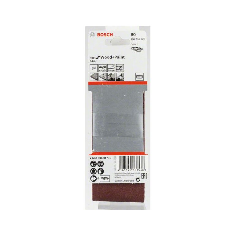 Bosch Schleifband-Set X440 Best for Wood and Paint, 3-teilig, 65 x 410 mm, 80 (2 608 606 017), image _ab__is.image_number.default