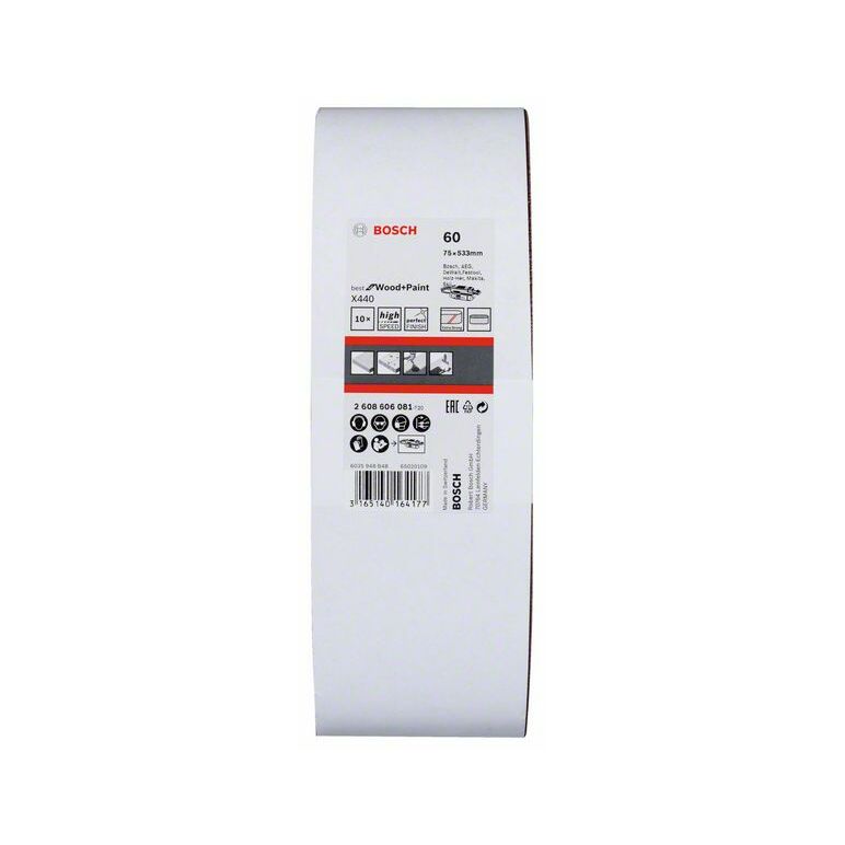 Bosch Schleifband-Set X440 Best for Wood and Paint, 10-teilig, 75 x 533 mm, 60 (2 608 606 081), image _ab__is.image_number.default