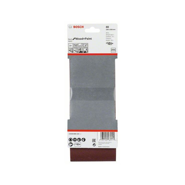 Bosch Schleifband-Set X440 Best for Wood and Paint, 3-teilig, 100 x 560 mm, 80 (2 608 606 115), image _ab__is.image_number.default