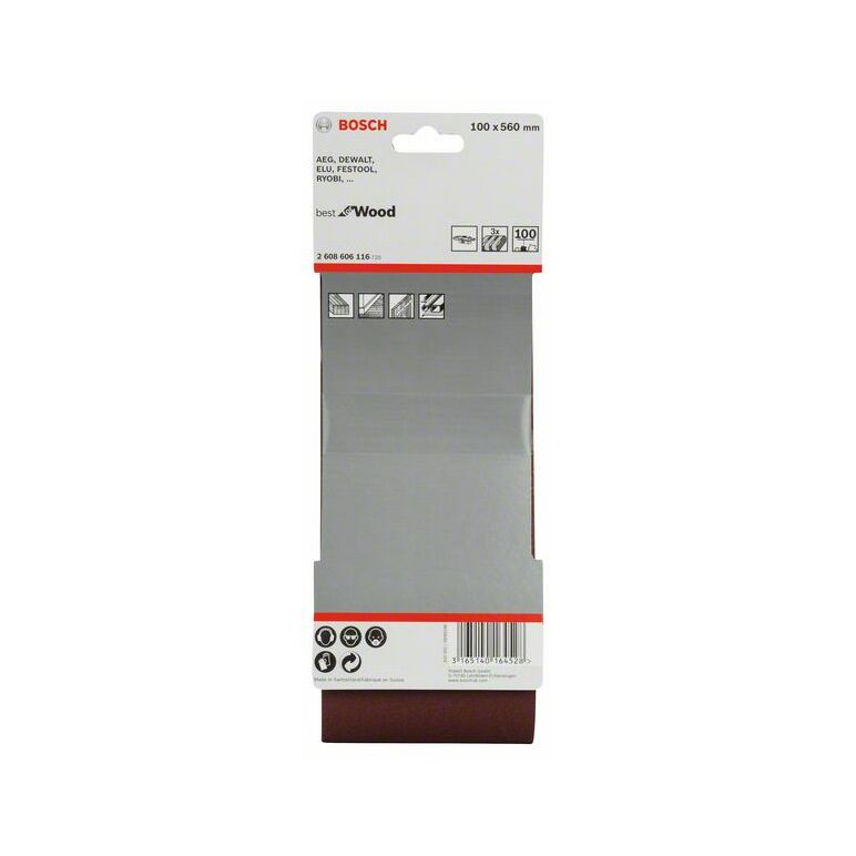 Bosch Schleifband-Set X440 Best for Wood and Paint, 3-teilig, 100 x 560 mm, 100 (2 608 606 116), image _ab__is.image_number.default