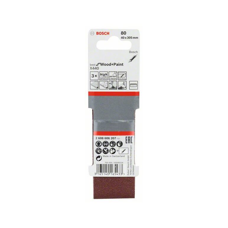 Bosch Schleifband-Set X440 Best for Wood and Paint, 3-teilig, 40 x 305 mm, 80 (2 608 606 207), image _ab__is.image_number.default