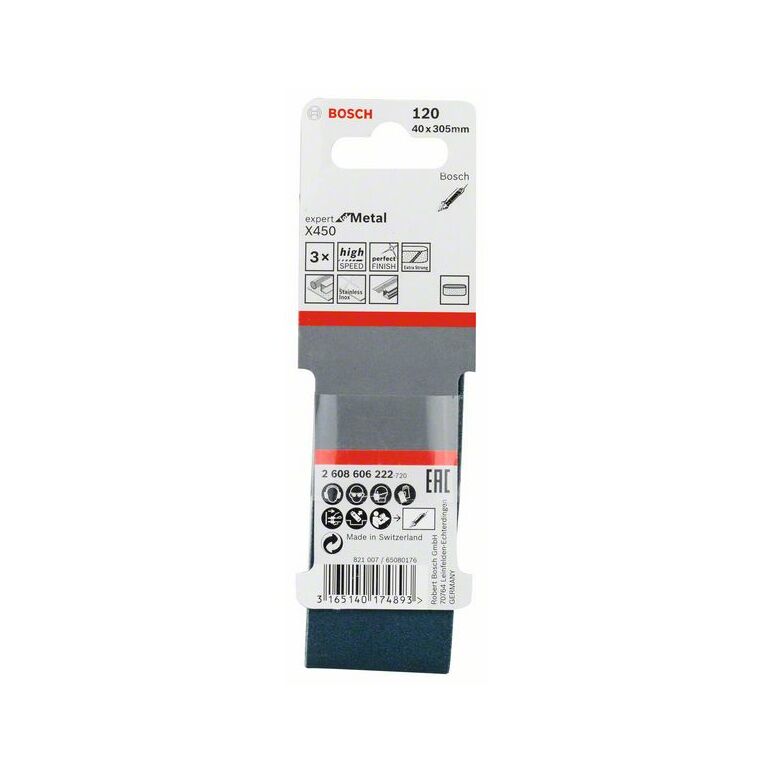 Bosch Schleifband-Set X450, Expert for Metal, 3-teilig, 40 x 305 mm, 120 (2 608 606 222), image _ab__is.image_number.default