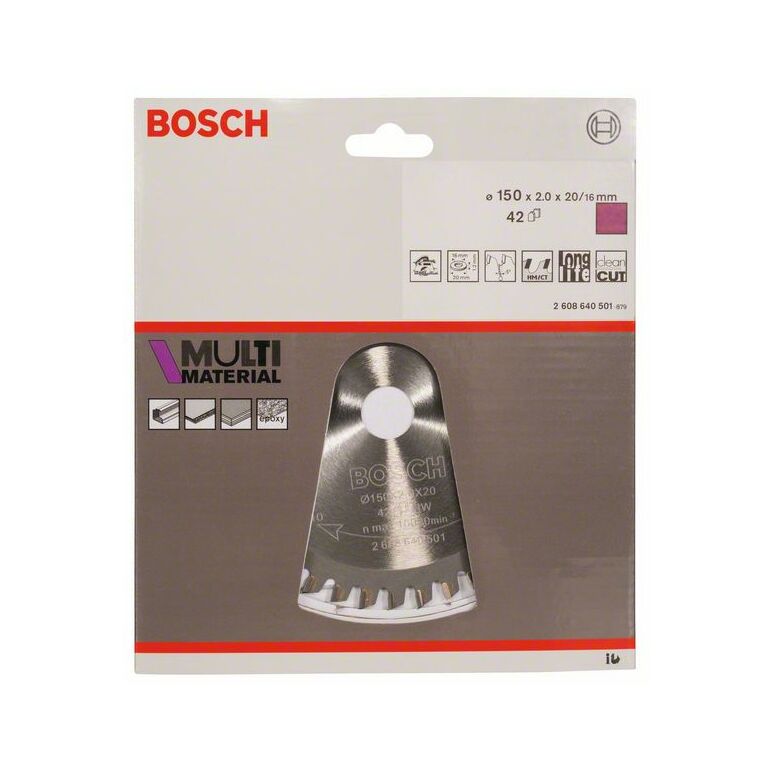Bosch Kreissägeblatt Multi Material, 150 x 20/16 x 2 mm, 42 (2 608 640 501), image 