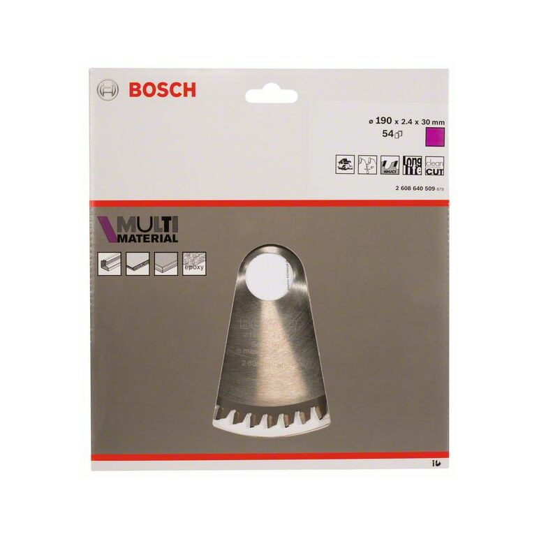 Bosch Kreissägeblatt Multi Material, 190 x 30 x 2,4 mm, 54 (2 608 640 509), image 
