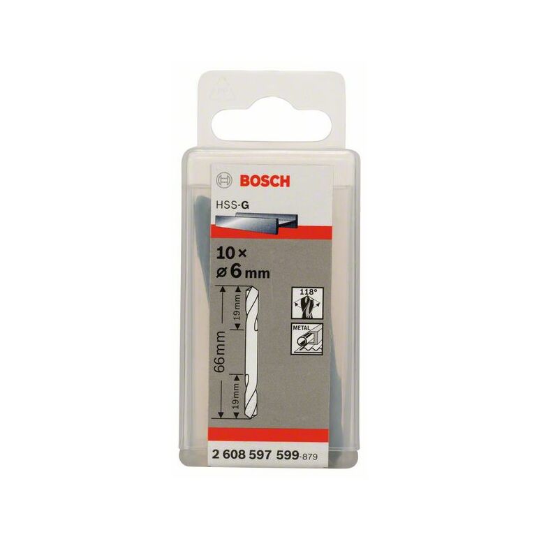 Bosch Doppelendbohrer HSS-G, 6 x 19 x 66 mm, 10er-Pack (2 608 597 599), image 