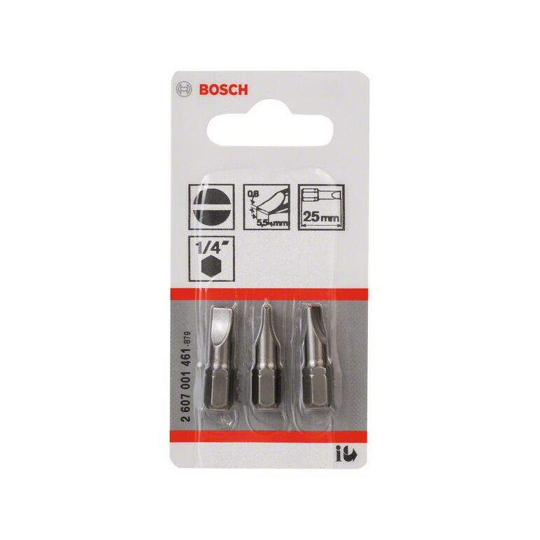Bosch Schrauberbit Extra-Hart S 0,8 x 5,5, 25 mm, 3er-Pack (2 607 001 461), image 