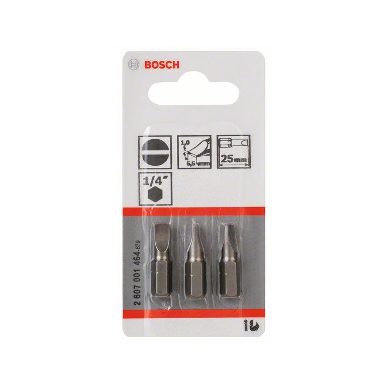 Bosch Schrauberbit Extra-Hart S 1,0 x 5,5, 25 mm, 3er-Pack (2 607 001 464), image 