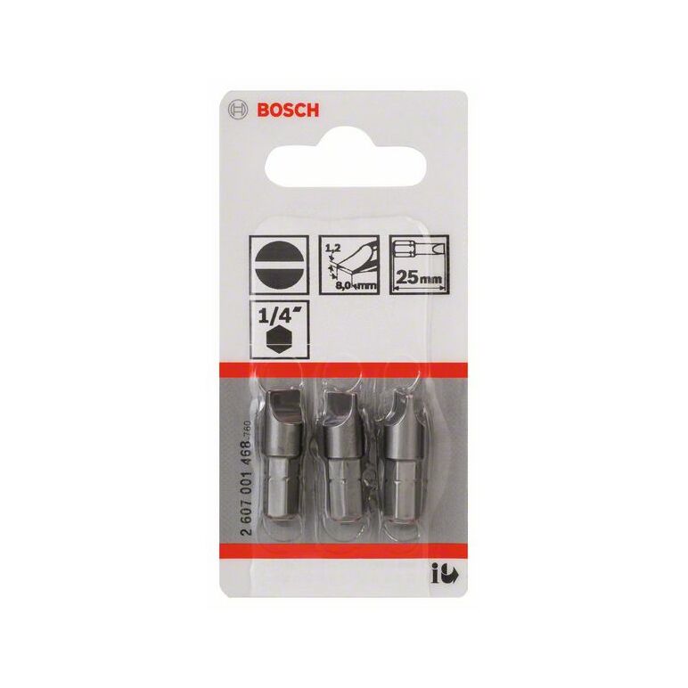 Bosch Schrauberbit Extra-Hart S 1,2 x 8,0, 25 mm, 3er-Pack (2 607 001 468), image 