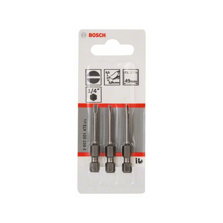 Bosch Schrauberbit Extra-Hart S 0,5 x 3,0, 49 mm, 3er-Pack (2 607 001 473), image 