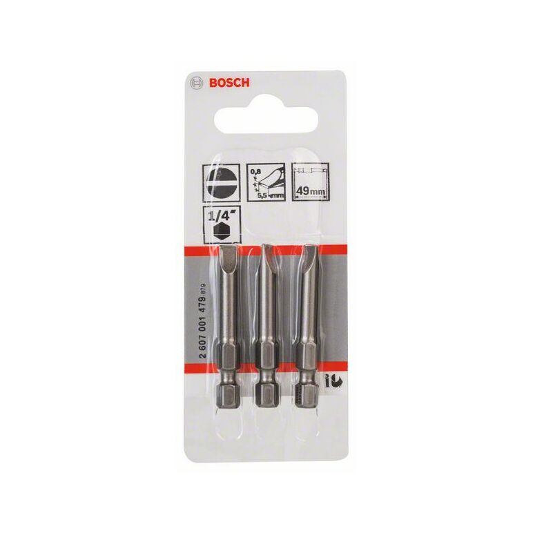 Bosch Schrauberbit Extra-Hart S 0,8 x 5,5, 49 mm, 3er-Pack (2 607 001 479), image _ab__is.image_number.default