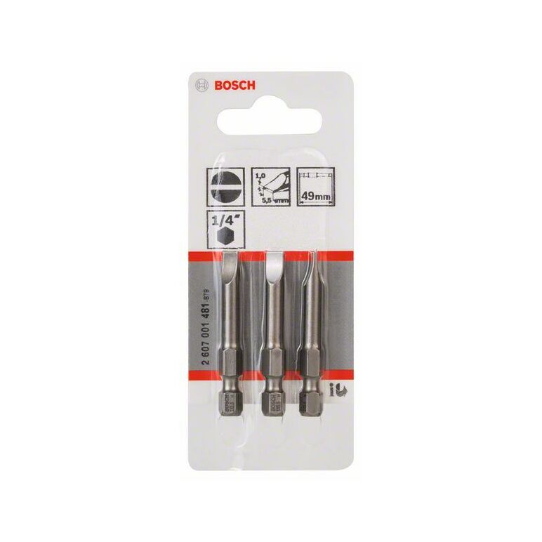 Bosch Schrauberbit Extra-Hart S 1,0 x 5,5, 49 mm, 3er-Pack (2 607 001 481), image 