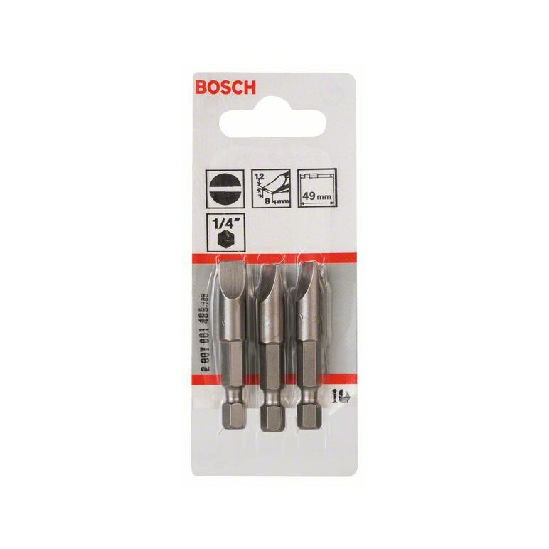 Bosch Schrauberbit Extra-Hart S 1,2 x 8,0, 49 mm, 3er-Pack (2 607 001 485), image 