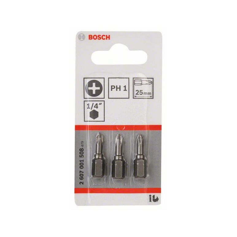 Bosch Schrauberbit Extra-Hart PH 1, 25 mm, 3er-Pack (2 607 001 508), image 