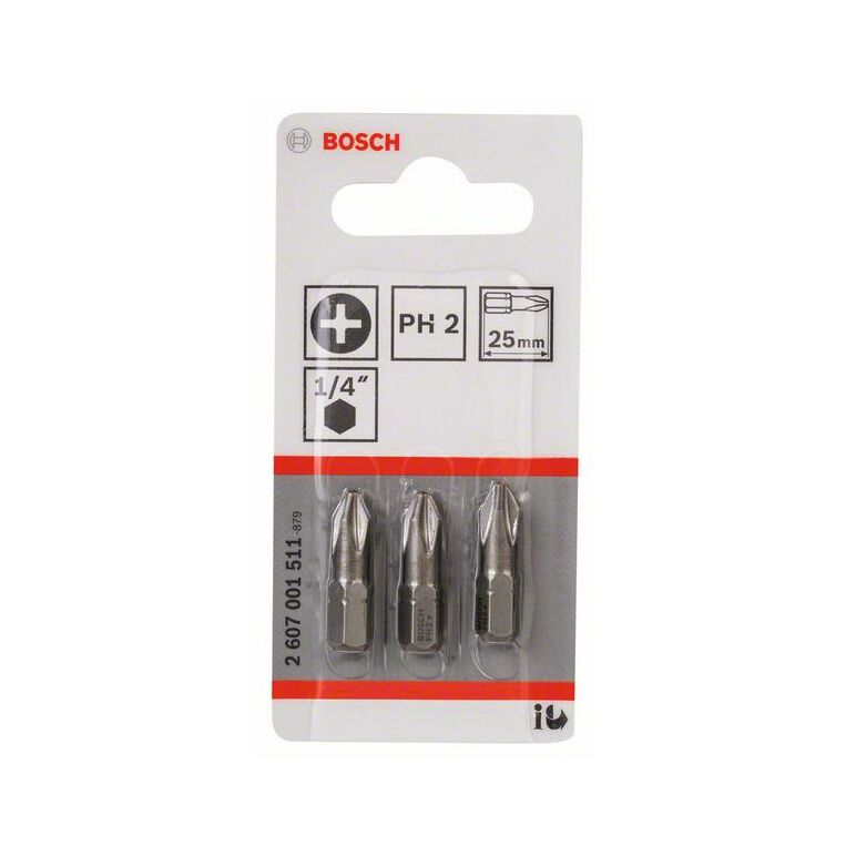 Bosch Schrauberbit Extra-Hart PH 2, 25 mm, 3er-Pack (2 607 001 511), image 