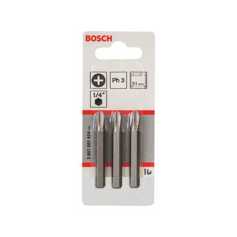 Bosch Schrauberbit Extra-Hart PH 3, 51 mm, 3er-Pack (2 607 001 524), image _ab__is.image_number.default