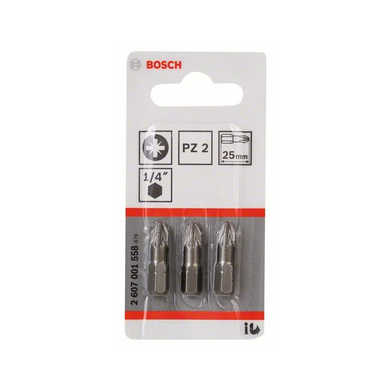 Bosch Schrauberbit Extra-Hart PZ 2, 25 mm, 3er-Pack (2 607 001 558), image 