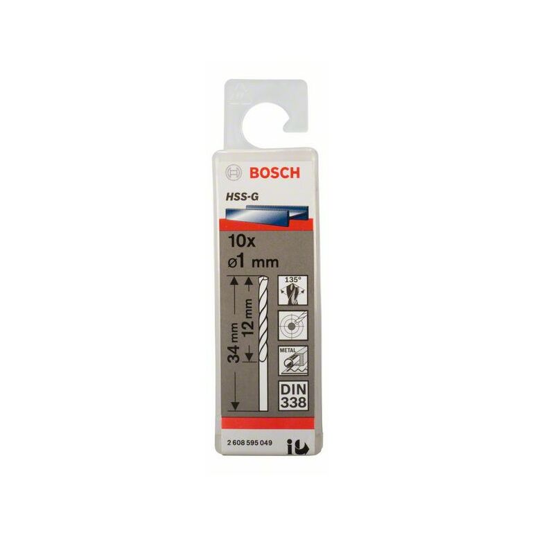 Bosch Metallbohrer HSS-G, DIN 338, 1 x 12 x 34 mm, 10er-Pack (2 608 595 049), image 