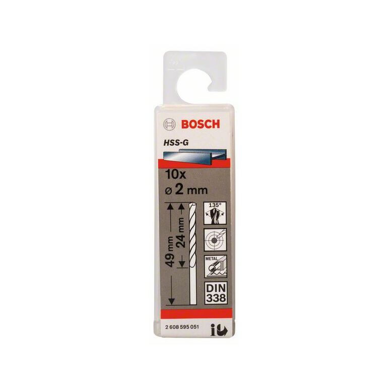 Bosch Metallbohrer HSS-G, DIN 338, 2 x 24 x 49 mm, 10er-Pack (2 608 595 051), image 