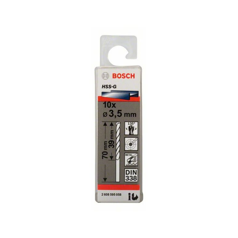 Bosch Metallbohrer HSS-G, DIN 338, 3,5 x 39 x 70 mm, 10er-Pack (2 608 595 058), image _ab__is.image_number.default