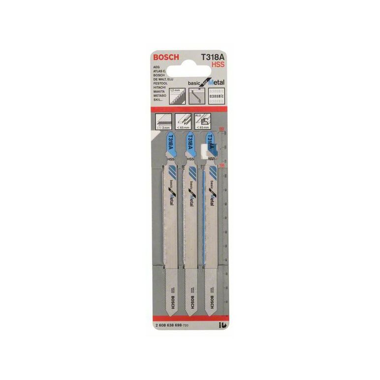 Bosch Stichsägeblatt T 318 A Basic for Metal, 3er-Pack (2 608 638 698), image 