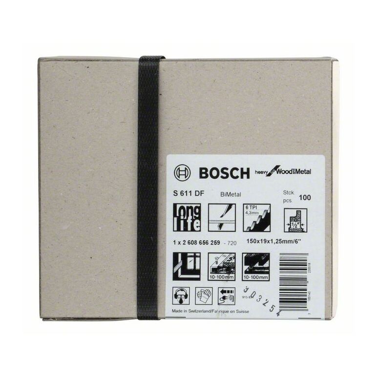 Bosch Säbelsägeblatt S 611 DF, Heavy for Wood and Metal, 100er-Pack (2 608 656 259), image 