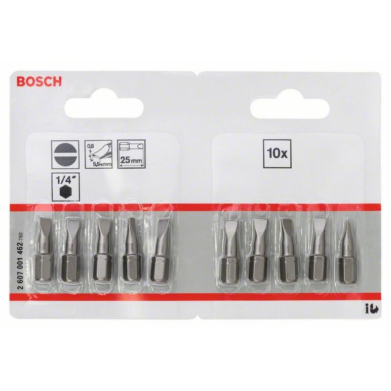 Bosch Schrauberbit Extra-Hart S 0,8 x 5,5, 25 mm, 10er-Pack (2 607 001 462), image _ab__is.image_number.default