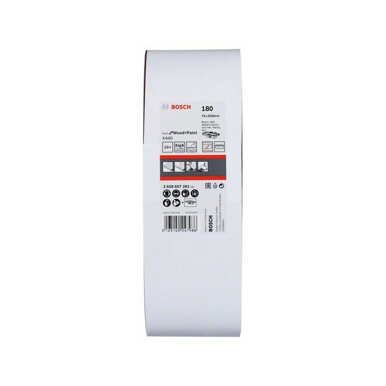 Bosch Schleifband-Set X440 Best for Wood and Paint, 10-teilig, 75 x 533 mm, 180 (2 608 607 261), image _ab__is.image_number.default