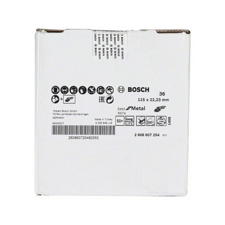 Bosch Fiberschleifscheibe R574 Best for Metal, Zirkonkorund, 115 mm, 22,23 mm, 36 (2 608 607 254), image _ab__is.image_number.default
