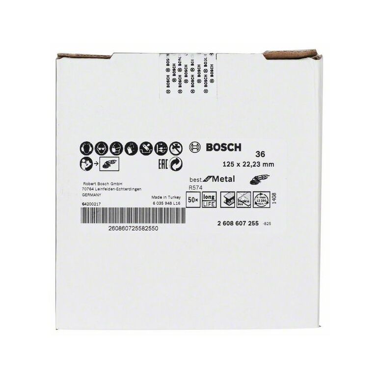 Bosch Fiberschleifscheibe R574 Best for Metal, Zirkonkorund, 125 mm, 22,23 mm, 36 (2 608 607 255), image _ab__is.image_number.default