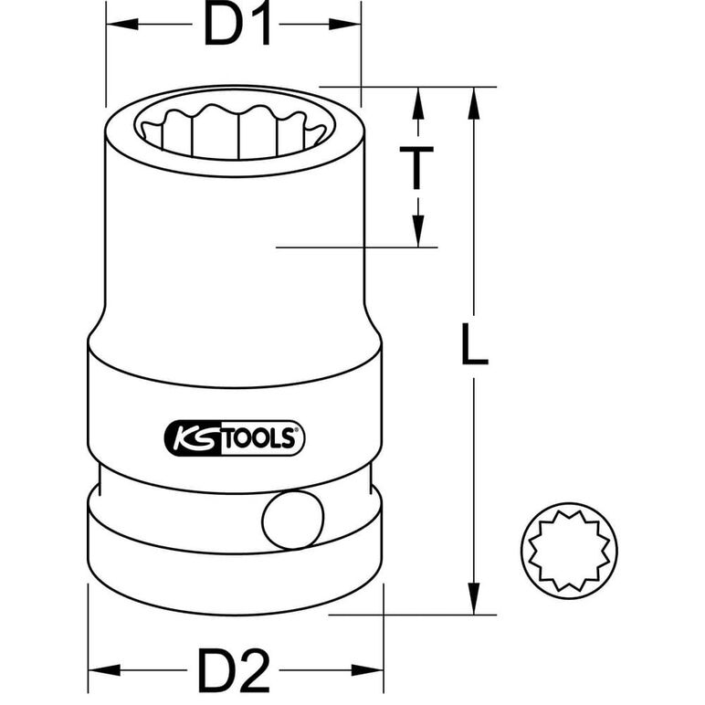 KS Tools 1/2" 12-kant-Kraft-Stecknuss, kurz, 11mm, image _ab__is.image_number.default