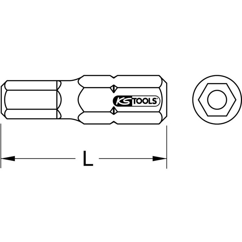 KS Tools 1/4" Bit Innensechskant,Bohrung,25mm,1/4",5er Pack, image _ab__is.image_number.default